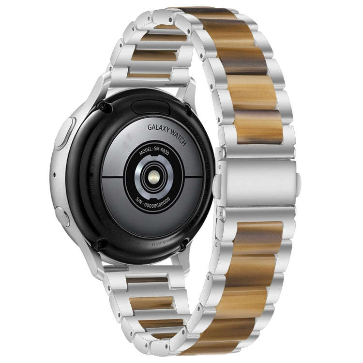 For Samsung Smart Watch 22mm Three-beads Steel + Resin Watch Band(Silver Gold)