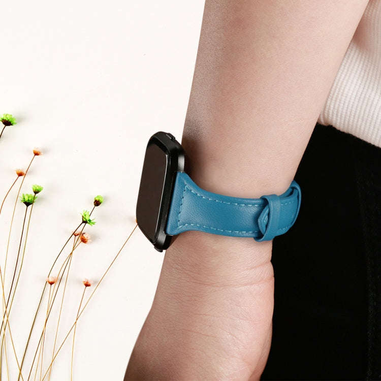 For Fitbit Versa 2 Smart Watch Leather Watch Band, Shrink Version(Grey Flower)