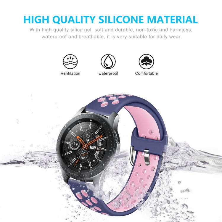 For Galaxy Watch 46 / S3 / Huawei Watch GT 1 / 2 22mm Smart Watch Silicone Double Color Watch Ban...