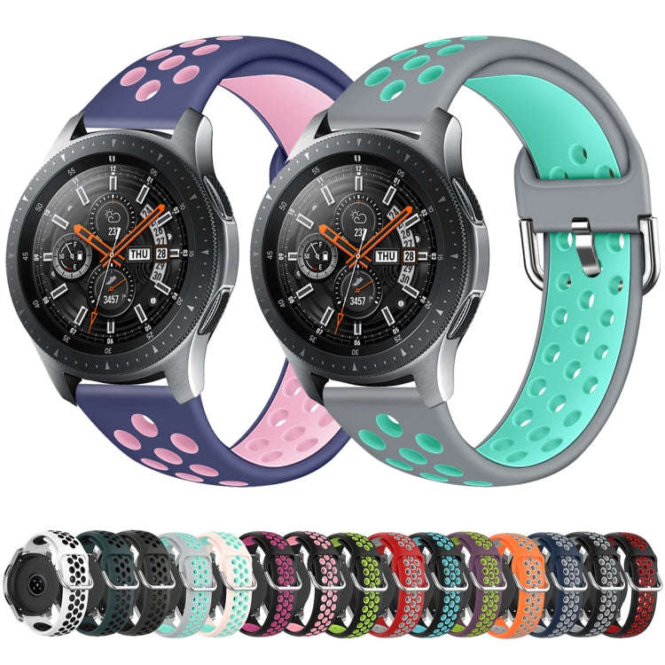 For Galaxy Watch 46 / S3 / Huawei Watch GT 1 / 2 22mm Smart Watch Silicone Double Color Watch Ban...