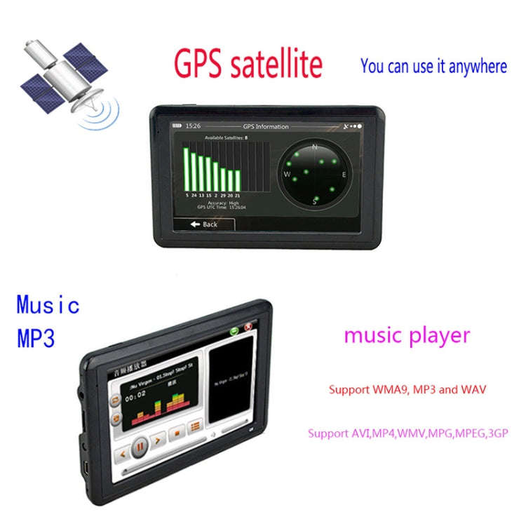 Q5 Car 5 inch HD TFT Touch Screen GPS Navigator Support TF Card / MP3 / FM Transmitter, Specifica...