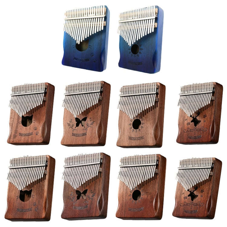21 Tone Acacia Wood Thumb Piano Kalimba Musical Instruments(Coffee-Butterfly)