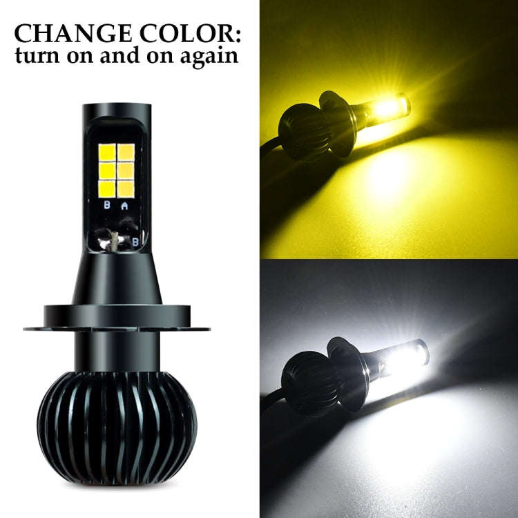 2 PCS EV15 H7 DC9-32V / 3000LM / 30W / 6000K+3000K IP65 Car LED Double Color Fog Light with 12LED...