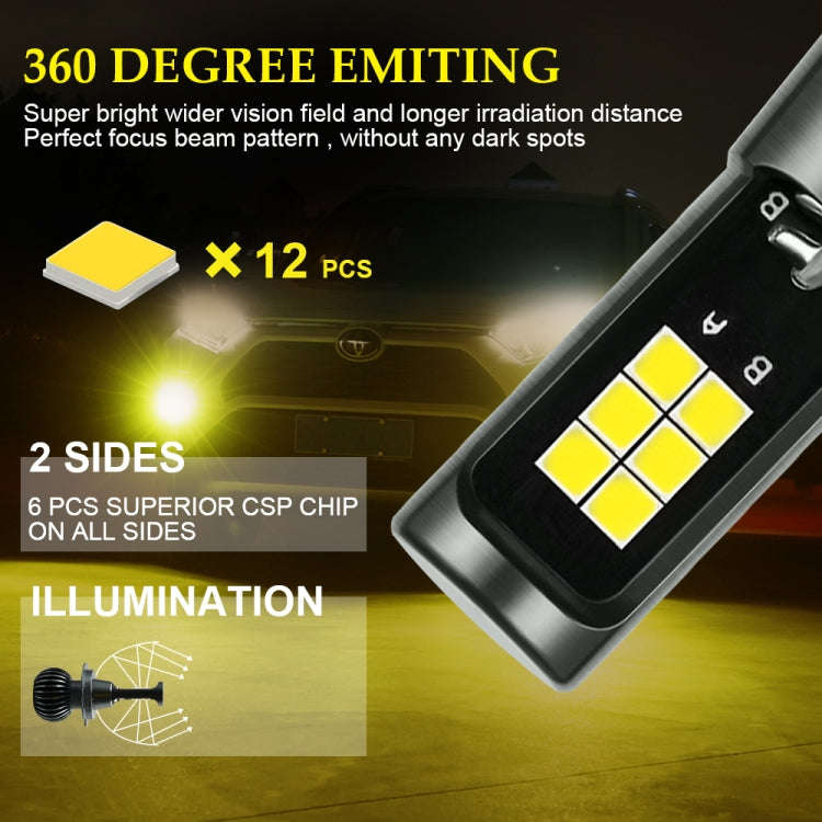 2 PCS EV15 H7 DC9-32V / 3000LM / 30W / 6000K+3000K IP65 Car LED Double Color Fog Light with 12LED...