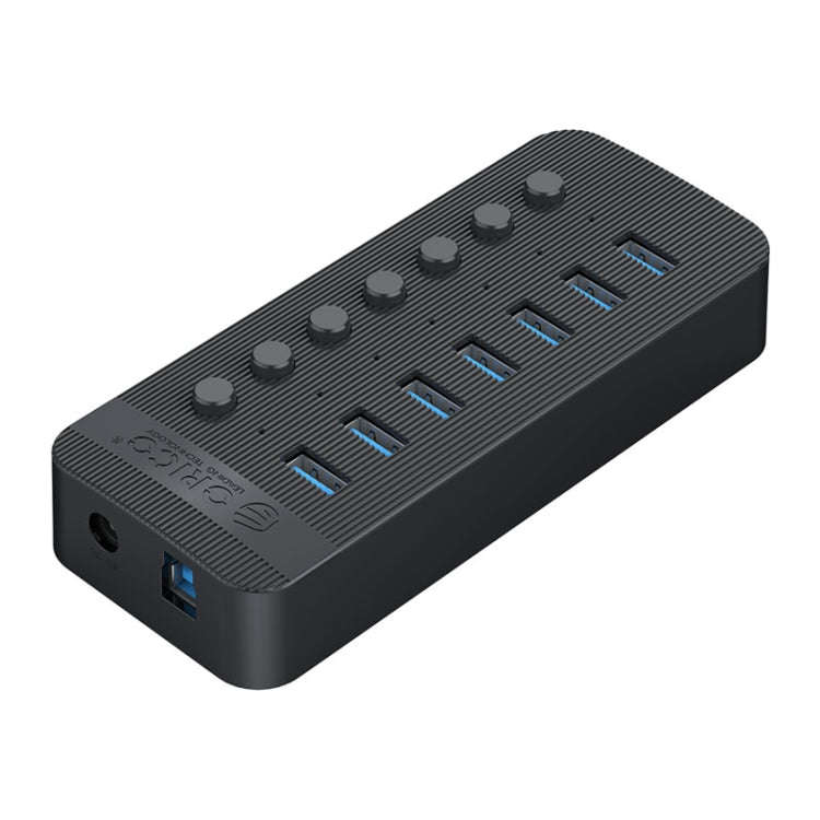 ORICO CT2U3-7AB-BK 7 In 1 Plastic Stripes Multi-Port USB HUB with Individual Switches, US Plug(Bl...