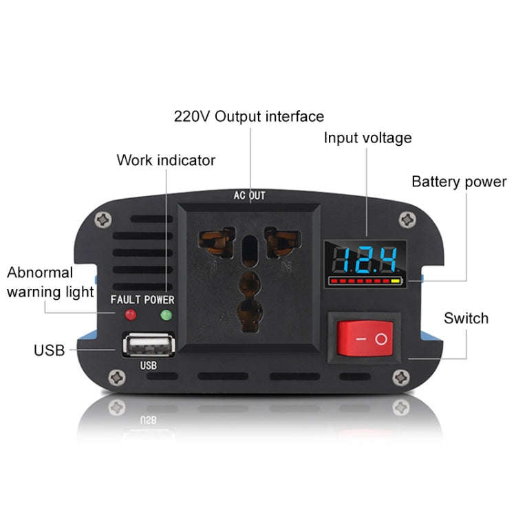 Carmaer 1200W Car Smart Multi-function Digital Display Inverter Household Power Converter, Specif...