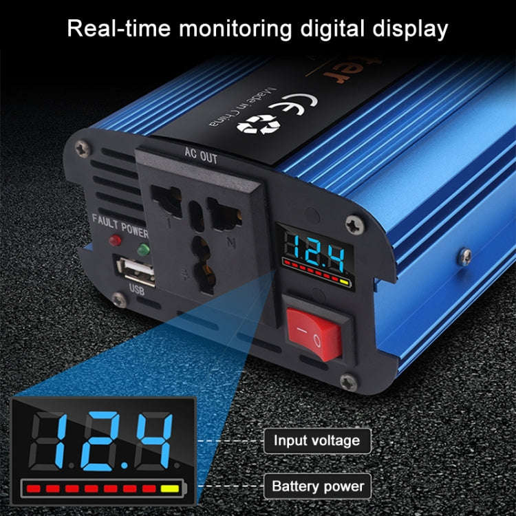 Carmaer 1200W Car Smart Multi-function Digital Display Inverter Household Power Converter, Specif...