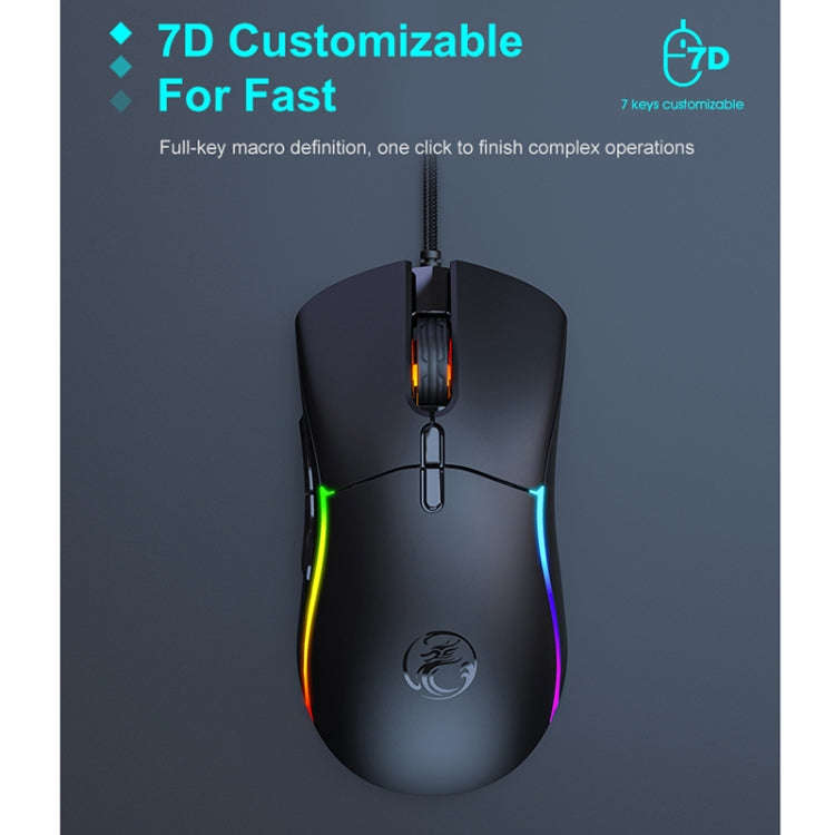 iMICE T60 7-key Custom Colorful Luminous Wired Honeycomb Gaming Mouse, Cable Length: 1.8m(Black)