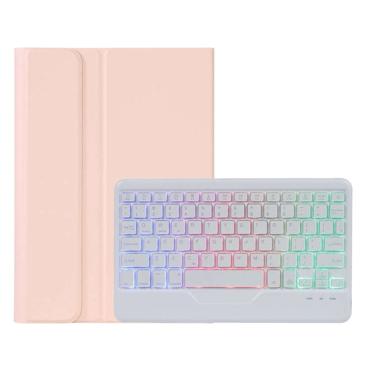 A0N5BS Ultra-thin Tri-color Backlight Detachable Lambskin Texture TPU Bluetooth Keyboard Leather ...