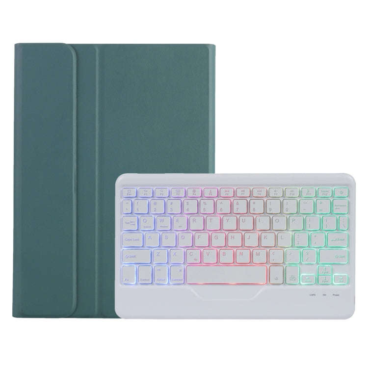 A0N5BS Ultra-thin Tri-color Backlight Detachable Lambskin Texture TPU Bluetooth Keyboard Leather ...