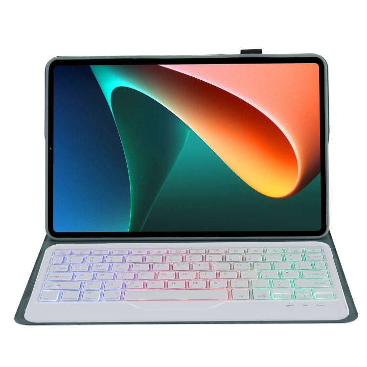 A0N5BS Ultra-thin Tri-color Backlight Detachable Lambskin Texture TPU Bluetooth Keyboard Leather ...