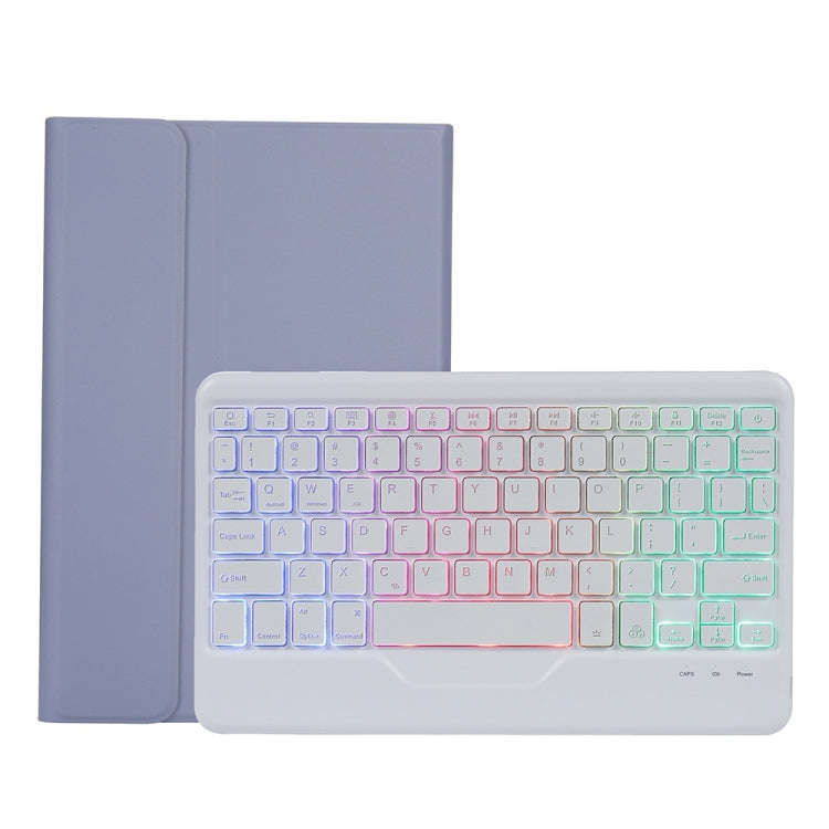 A0N5BS Ultra-thin Tri-color Backlight Detachable Lambskin Texture TPU Bluetooth Keyboard Leather ...