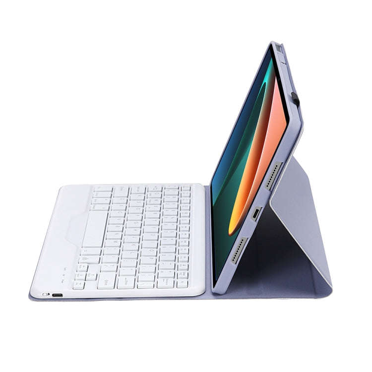 A0N5BS Ultra-thin Tri-color Backlight Detachable Lambskin Texture TPU Bluetooth Keyboard Leather ...