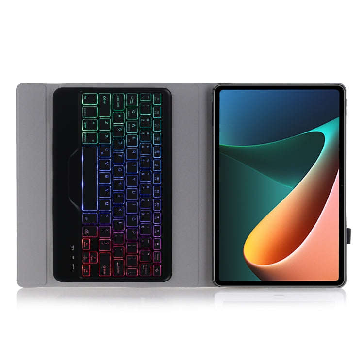 A0N5BS Ultra-thin Tri-color Backlight Detachable Lambskin Texture TPU Bluetooth Keyboard Leather ...