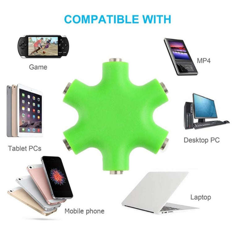 6 in 1 Audio Adapter 3.5mm Jack Multi Port Hub Aux Headphone Splitter Converter(White)