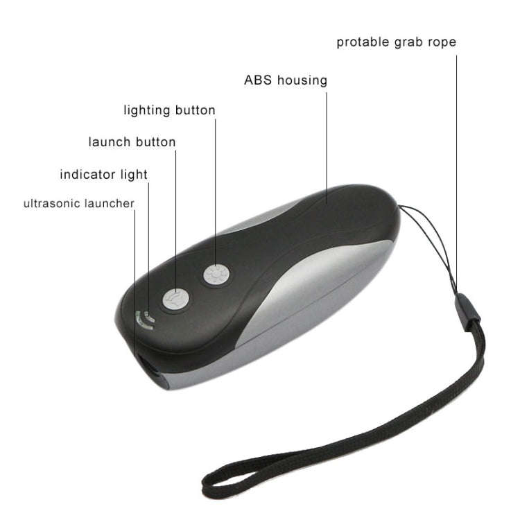RC-533 Handheld Portable Ultrasonic Dog Repeller(Black + Silver)
