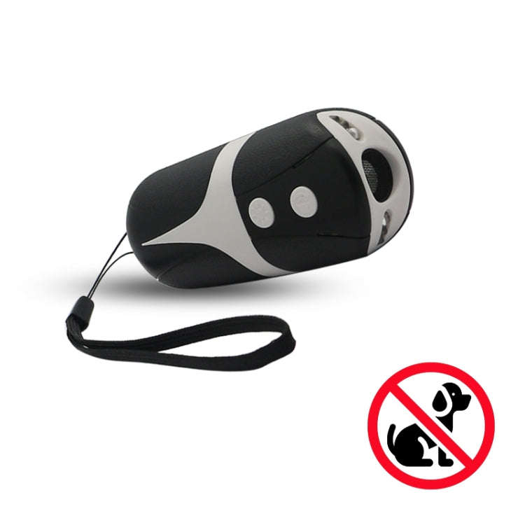RC-534 Handheld Portable Ultrasonic Dog Repeller with LED Lights(Black + White)
