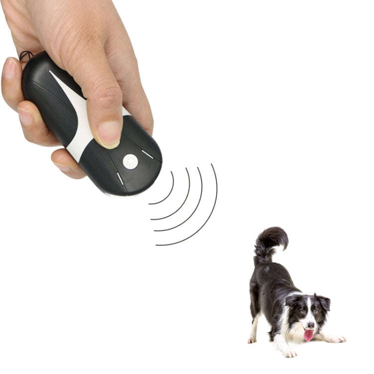 RC-534 Handheld Portable Ultrasonic Dog Repeller with LED Lights(Black + White)