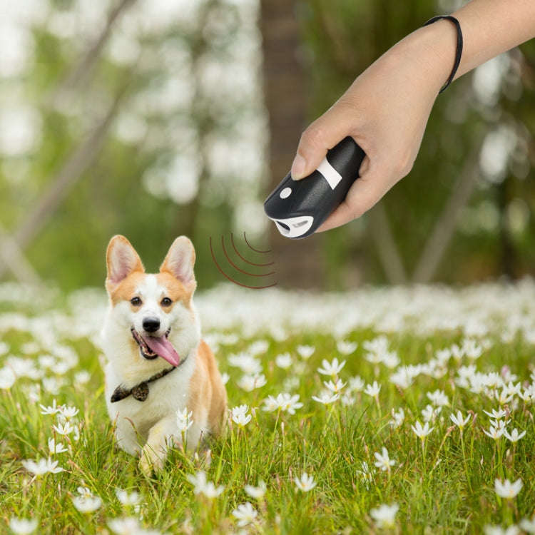 RC-534 Handheld Portable Ultrasonic Dog Repeller with LED Lights(Black + White)