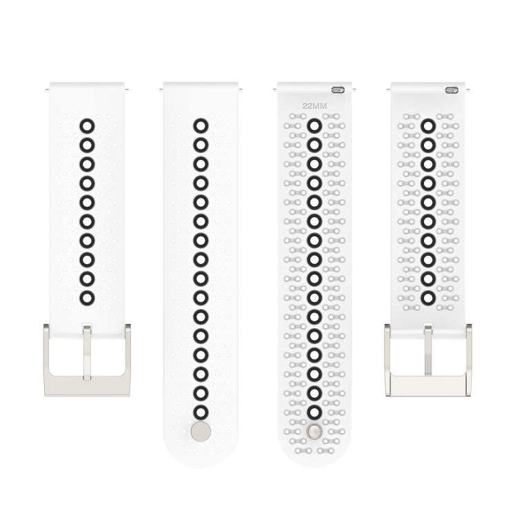 For Suunto 9 Peak Universal Colorful Hole Silicone Watch Band(White Black)