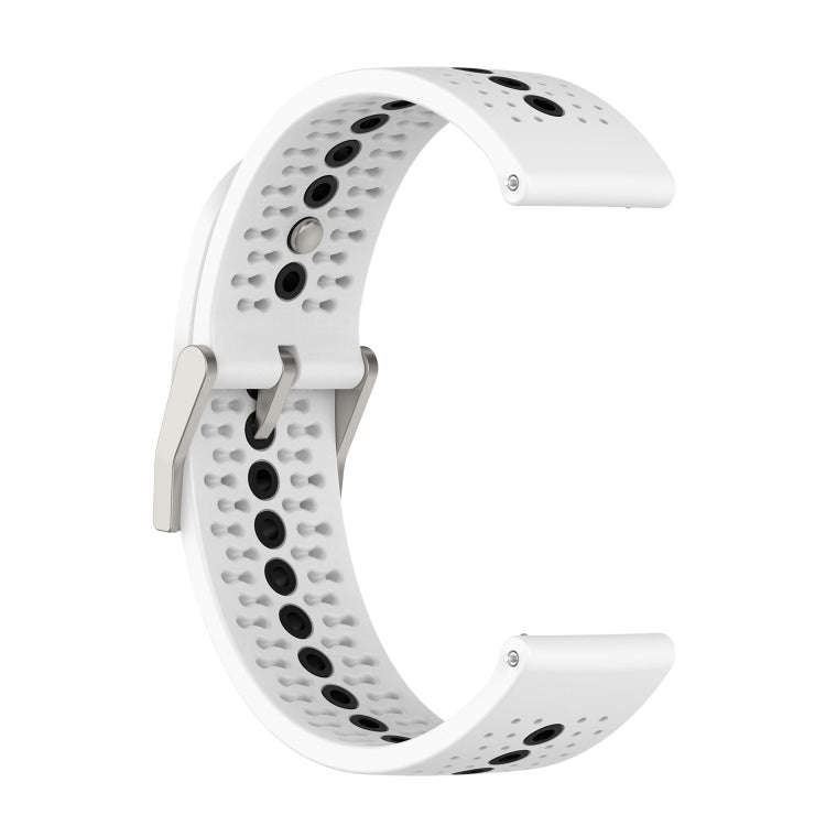 For Suunto 9 Peak Universal Colorful Hole Silicone Watch Band(White Black)