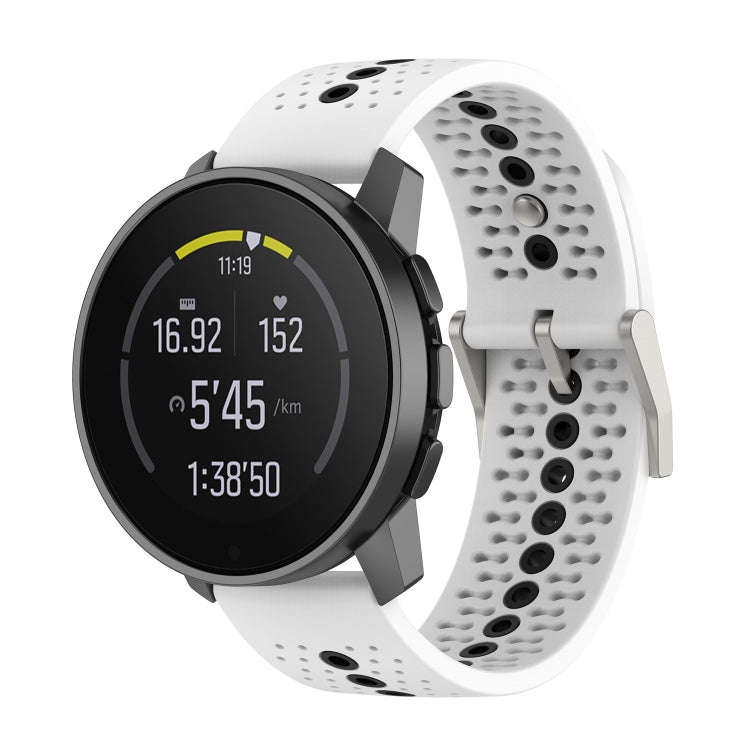 For Suunto 9 Peak Universal Colorful Hole Silicone Watch Band(White Black)