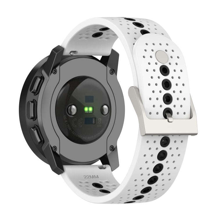 For Suunto 9 Peak Universal Colorful Hole Silicone Watch Band(White Black)