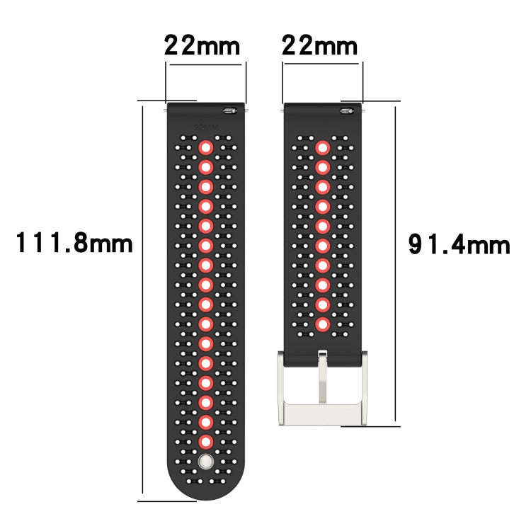 For Suunto 9 Peak Universal Colorful Hole Silicone Watch Band(White Black)