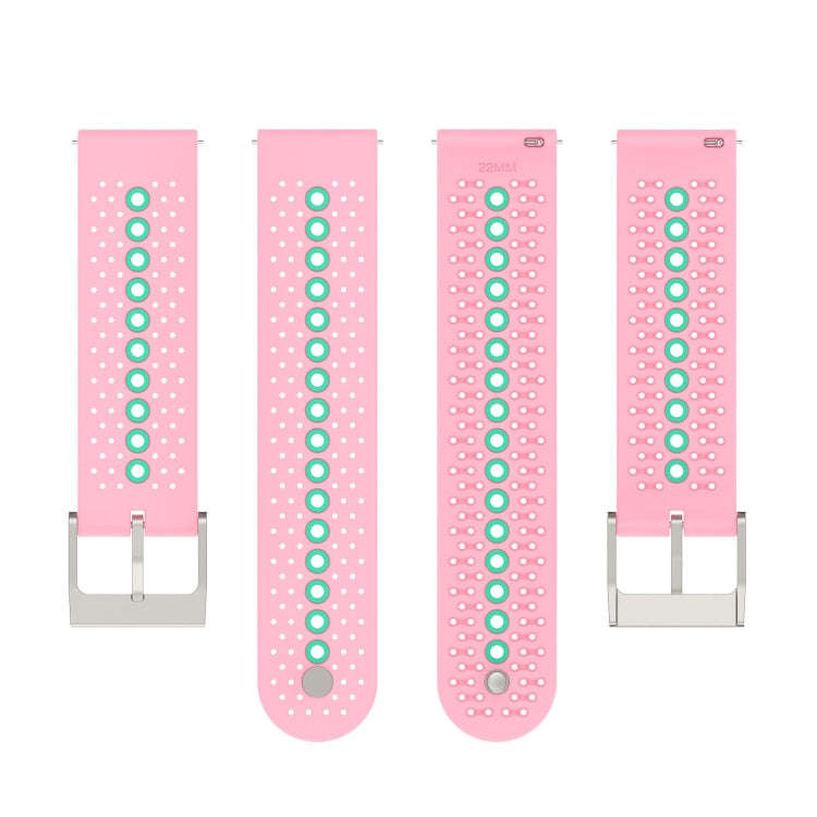 For Suunto 9 Peak Universal Colorful Hole Silicone Watch Band(Pink Mint Green)