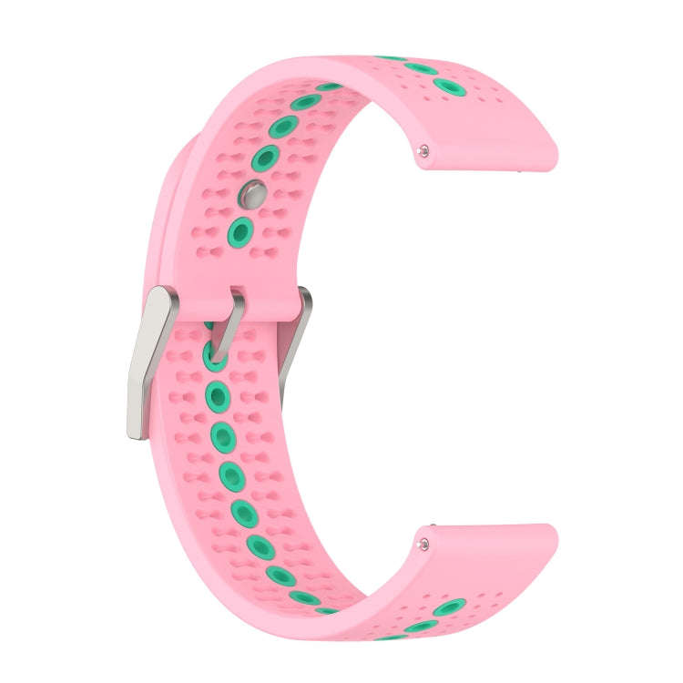 For Suunto 9 Peak Universal Colorful Hole Silicone Watch Band(Pink Mint Green)