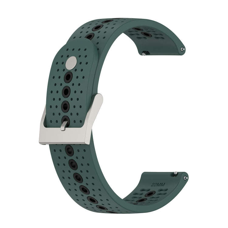 For Suunto 9 Peak Universal Colorful Hole Silicone Watch Band(Olive Green Black)