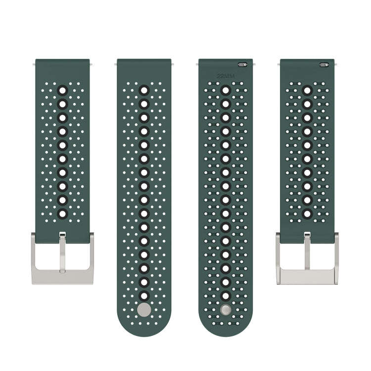 For Suunto 9 Peak Universal Colorful Hole Silicone Watch Band(Olive Green Black)