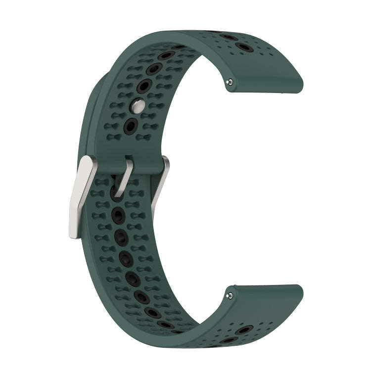 For Suunto 9 Peak Universal Colorful Hole Silicone Watch Band(Olive Green Black)