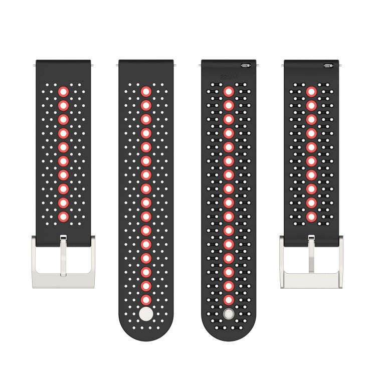 For Suunto 9 Peak Universal Colorful Hole Silicone Watch Band(Black Orange)