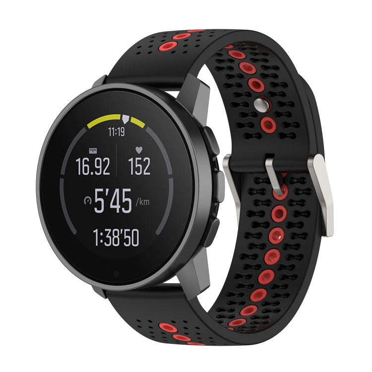 For Suunto 9 Peak Universal Colorful Hole Silicone Watch Band(Black Orange)