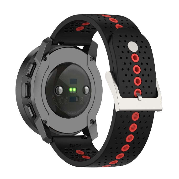 For Suunto 9 Peak Universal Colorful Hole Silicone Watch Band(Black Orange)