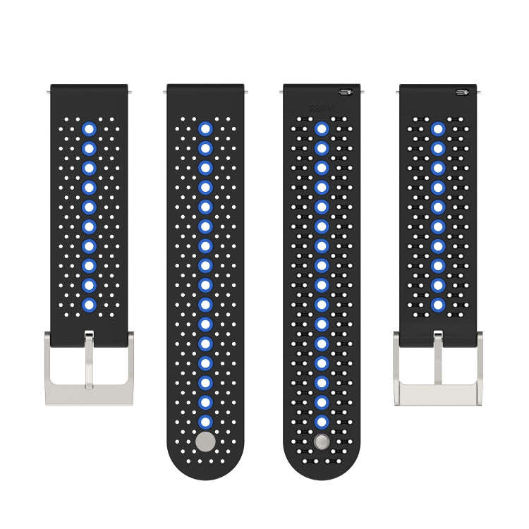 For Suunto 9 Peak Universal Colorful Hole Silicone Watch Band(Black Blue)