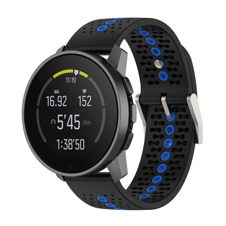 For Suunto 9 Peak Universal Colorful Hole Silicone Watch Band(Black Blue)