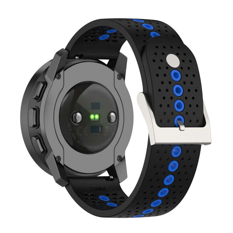 For Suunto 9 Peak Universal Colorful Hole Silicone Watch Band(Black Blue)
