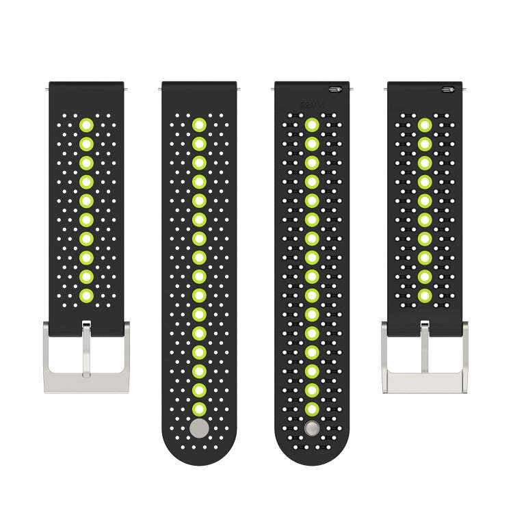 For Suunto 9 Peak Universal Colorful Hole Silicone Watch Band(Black Lime Green)