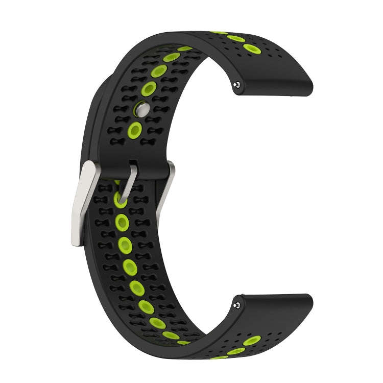 For Suunto 9 Peak Universal Colorful Hole Silicone Watch Band(Black Lime Green)