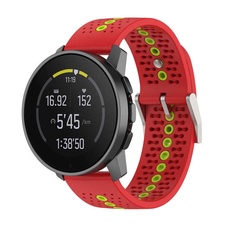 For Suunto 9 Peak Universal Colorful Hole Silicone Watch Band(Red Green)