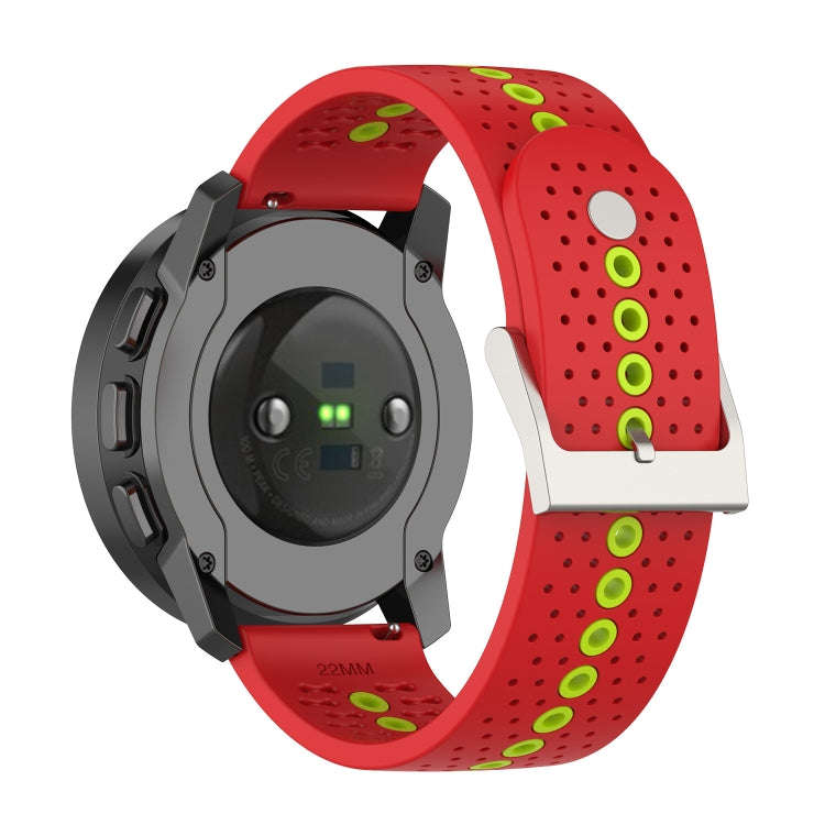 For Suunto 9 Peak Universal Colorful Hole Silicone Watch Band(Red Green)