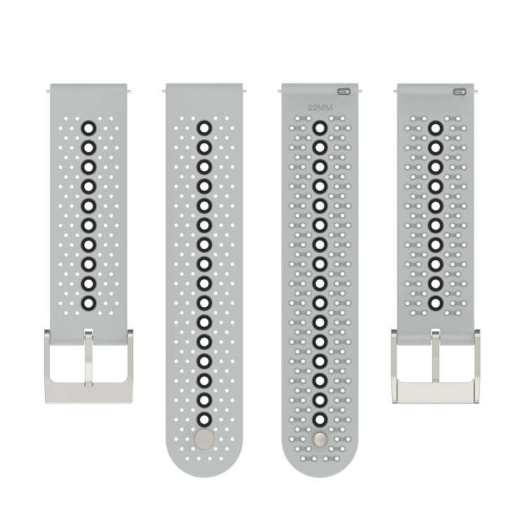 For Suunto 9 Peak Universal Colorful Hole Silicone Watch Band(Grey Black)