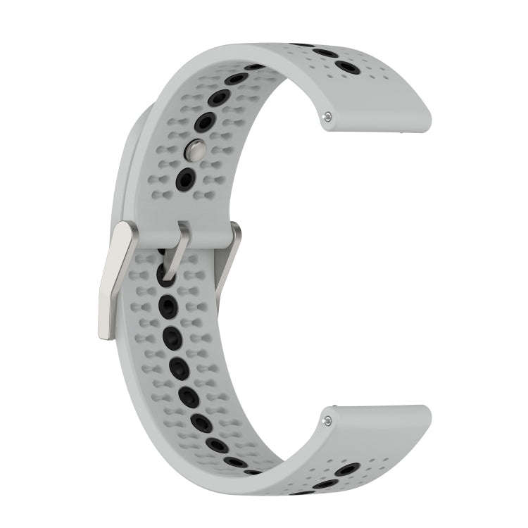 For Suunto 9 Peak Universal Colorful Hole Silicone Watch Band(Grey Black)