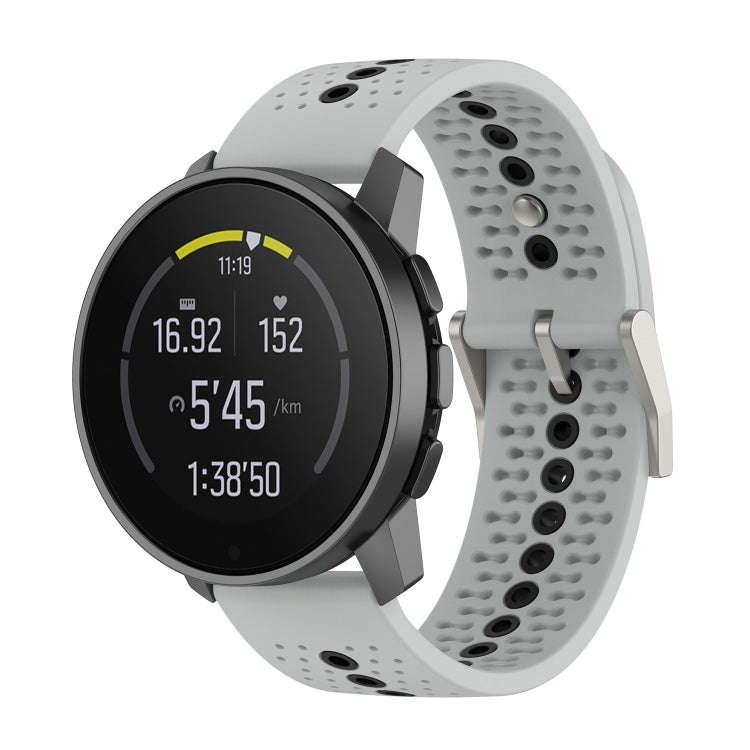 For Suunto 9 Peak Universal Colorful Hole Silicone Watch Band(Grey Black)