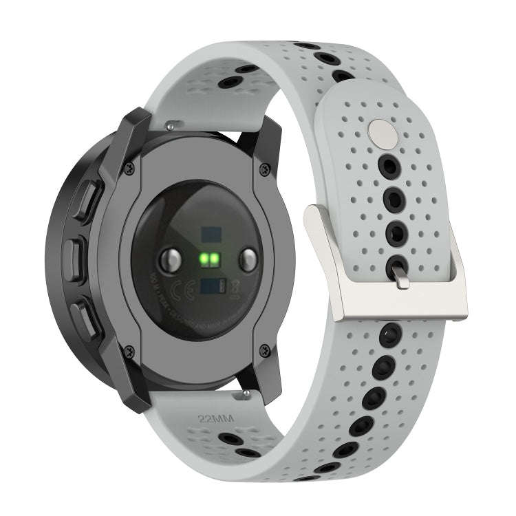 For Suunto 9 Peak Universal Colorful Hole Silicone Watch Band(Grey Black)