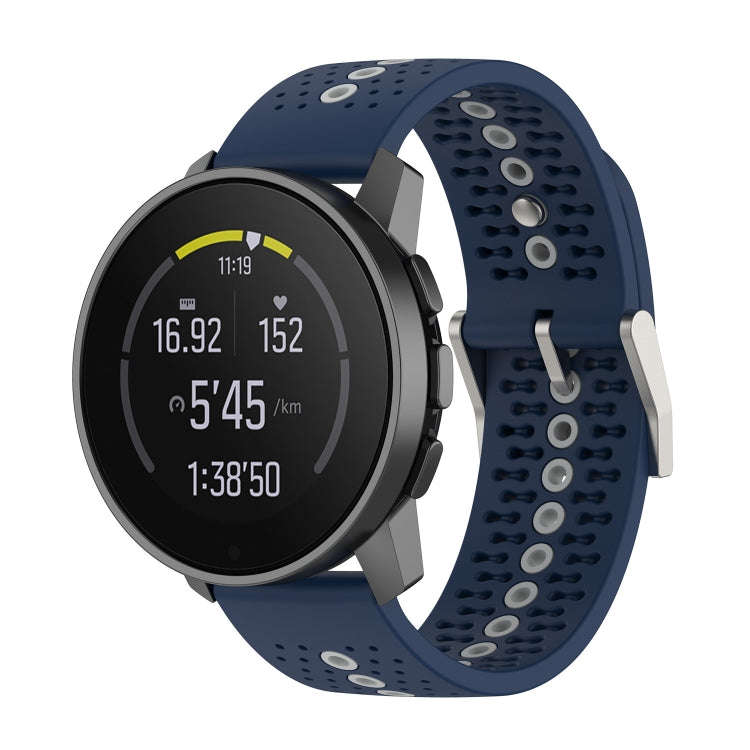 For Suunto 9 Peak Universal Colorful Hole Silicone Watch Band(Midnight Blue Grey)