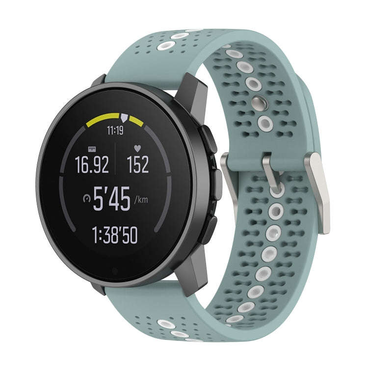 For Suunto 9 Peak Universal Colorful Hole Silicone Watch Band(Rock Cyan White)
