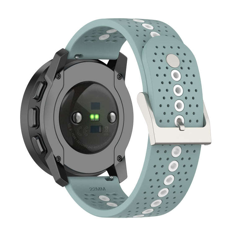 For Suunto 9 Peak Universal Colorful Hole Silicone Watch Band(Rock Cyan White)
